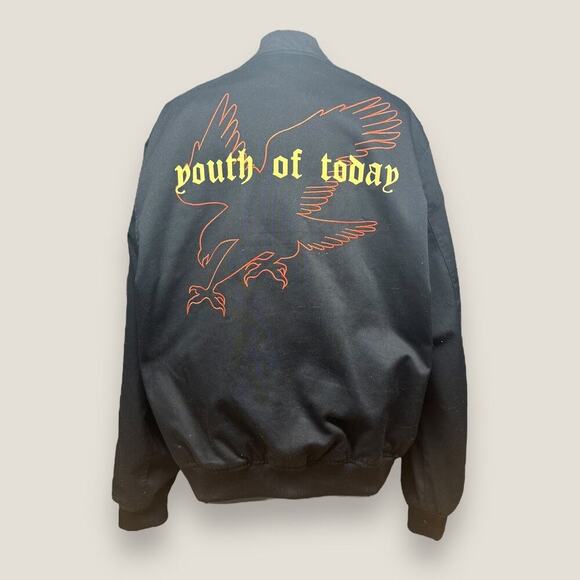 Forever 21 Men’s Youth of Today Black Bomber Jacket - Graphic Print, Size Large - Picture 2 of 6
